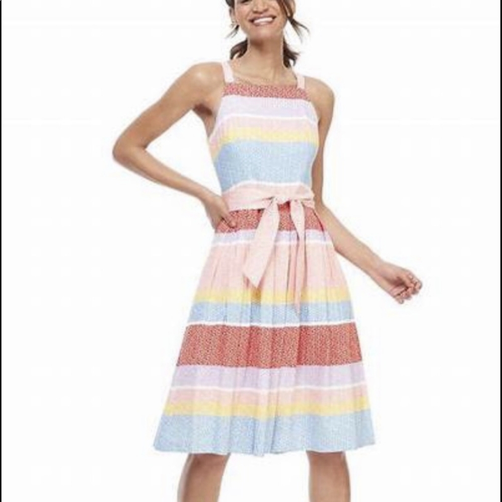 Gal Meets Glam Blake Dress Linen Stripe (US 2)